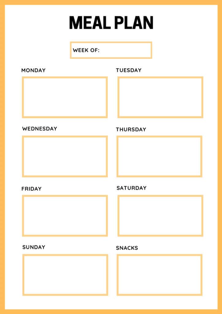meal plan worksheet