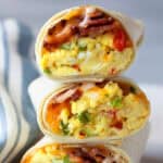 stack of breakfast burritos