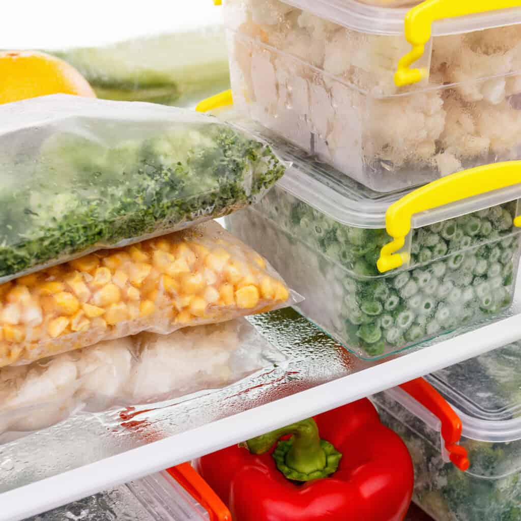 freezer with frozen foods