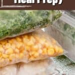 collage of freezer with freezing food tips overlay
