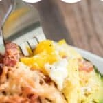 collage of avocado egg bake with recipe name overlay