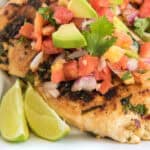 close up of cilantro lime chicken for 2