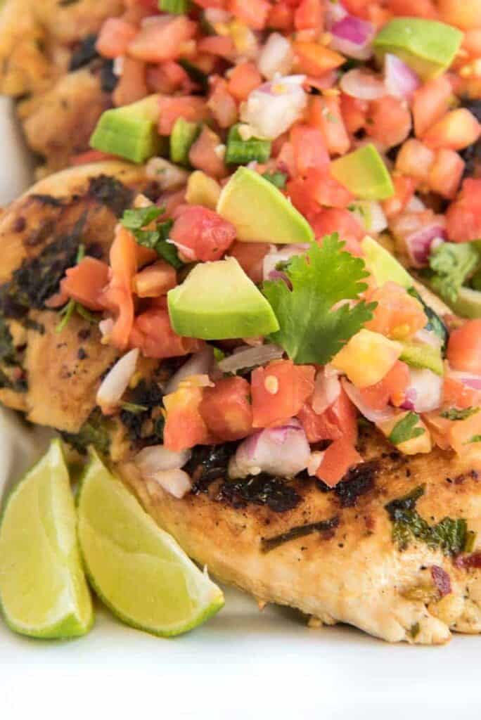 close up of cilantro lime chicken