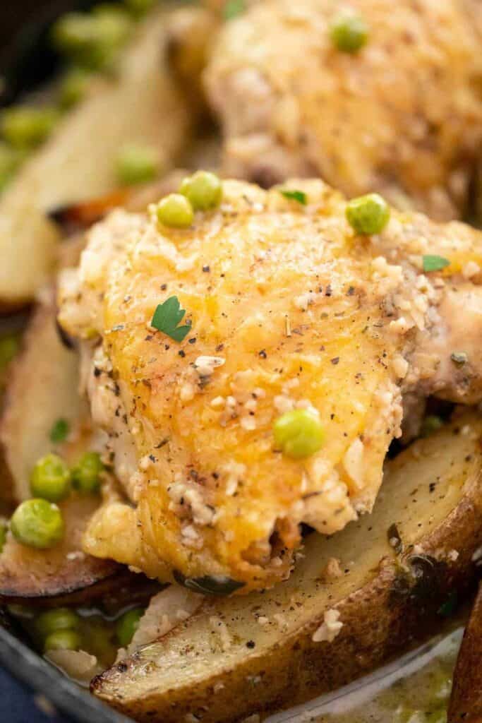 close up of chicken vesuvio