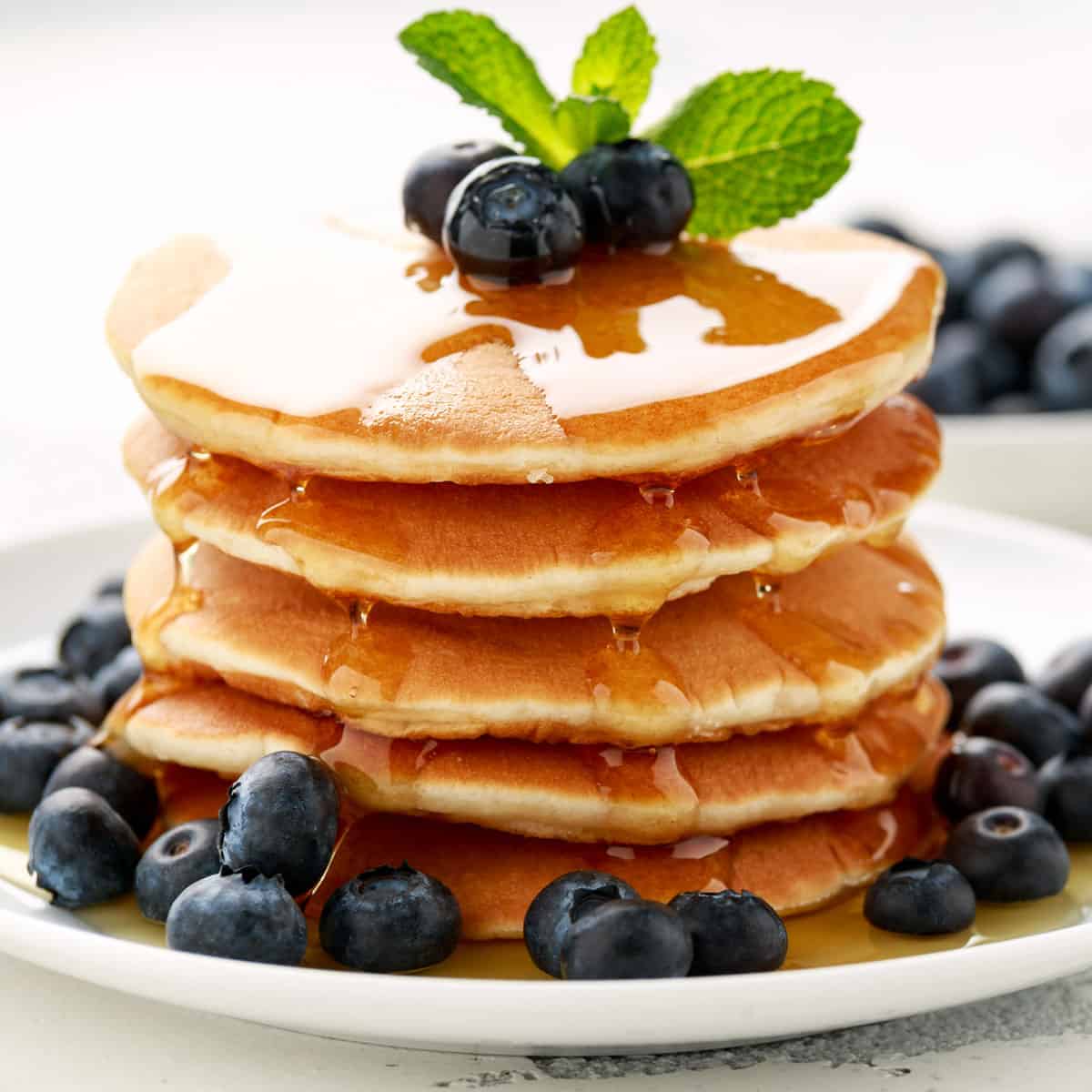stack of pancakes with blueberries
