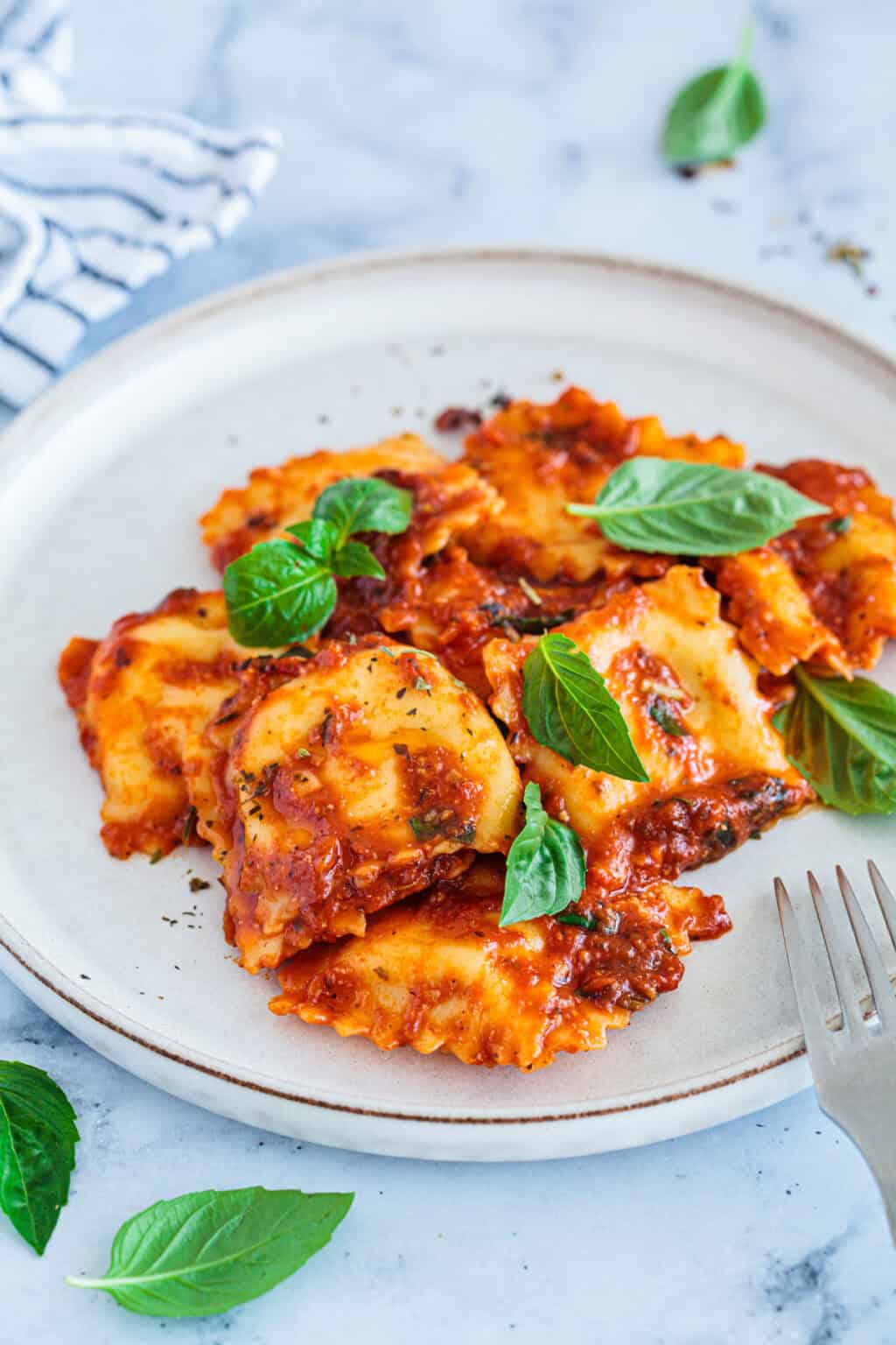 Skillet Ravioli and Meat Sauce (for 2) - Empty Nest Cooking